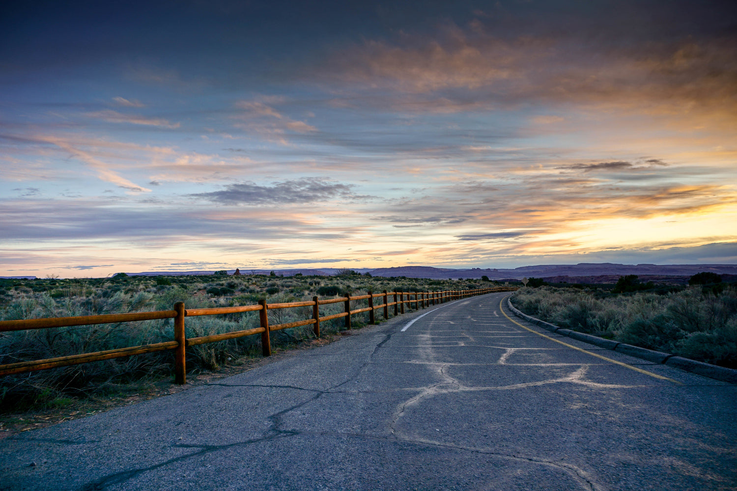 road at sunset